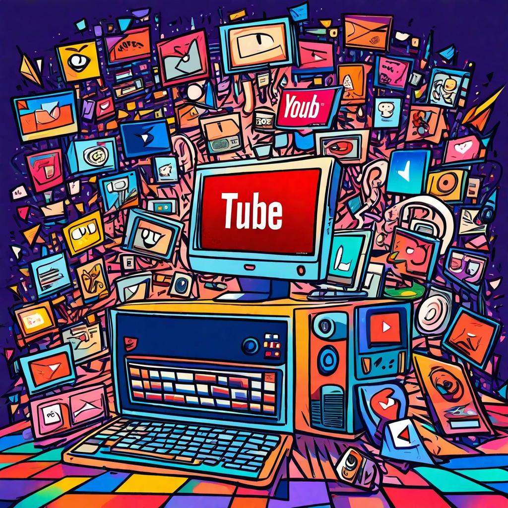 Vibrant illustration of YouTube shown on a display.
